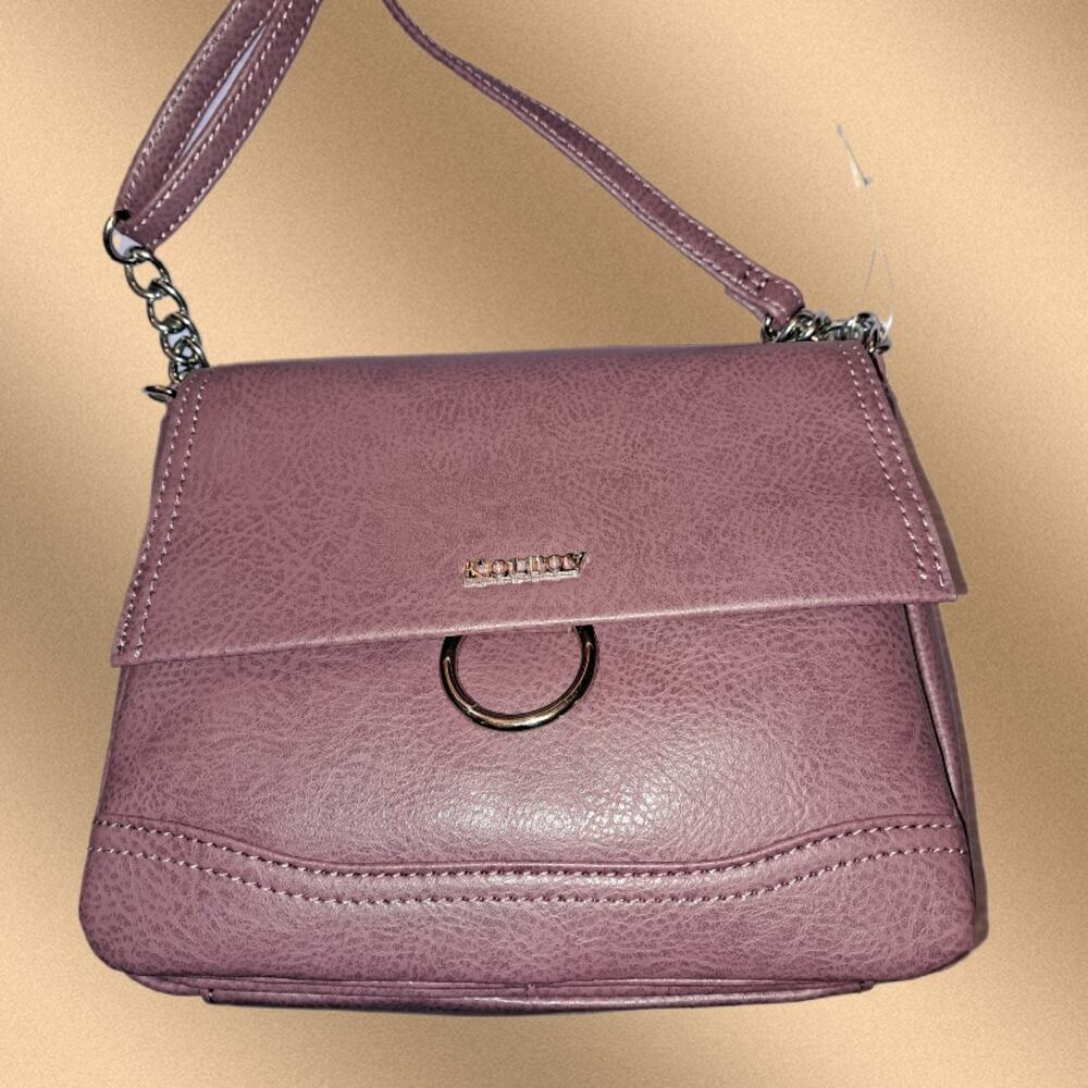 Koltov Gigi Crossbody Bag Purse with Chain Strap Detail Dark Rose or Mauve